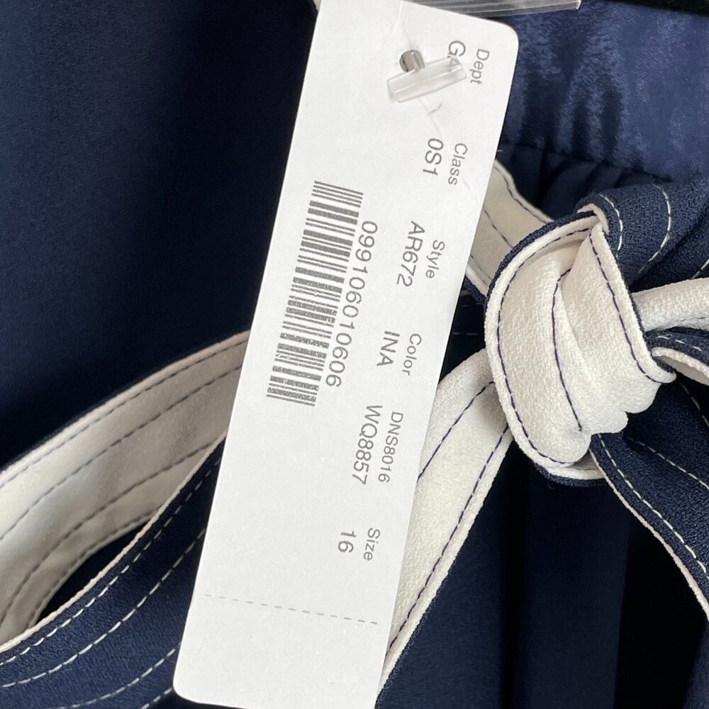 NEW J Crew Womens Plus 16 Navy Shift Dress With Necktie in 365 Crepe Long Sleeve - Picture 7 of 16